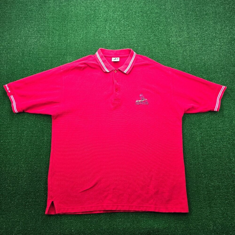 St Louis Cardinals Polo Shirt Mens XL/2XL Red Vintage MLB Baseball Sports